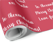 サンタパーソナライズされたーのクリスマスレッド名 ラッピングペーパー (ロールコーナー)