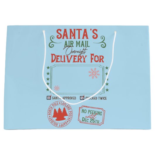 サンタパーソナライズされたーの翌日配達 ラージペーパーバッグ (正面)