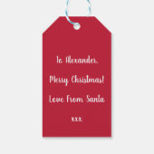 サンタパーソナライズされたーの赤いクリスマスの愛 ギフトタグ (裏面)