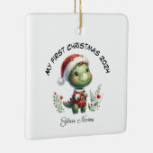 サンタパーソナライズされたー恐竜初めてのクリスマス セラミックオーナメント (右)