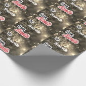 サンタパーソナライズされた金ゴールドのグリッター ラッピングペーパー (角)