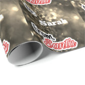 サンタパーソナライズされた金ゴールドのグリッター ラッピングペーパー (ロールコーナー)