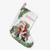 サンタパーソナライズされた&かわいいバニーラビットクリスマス スモールクリスマスストッキング (正面 (吊り時))