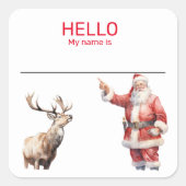 サンタパーティー名タグバッジクリスマス スクエアシール (正面)