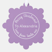 サンタパープルからのクリスマスラブ薄紫 オーナメントカード (裏面)