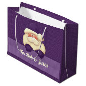 サンタパープルストライプ水玉模様クリスマス ラージペーパーバッグ (正面アングル)