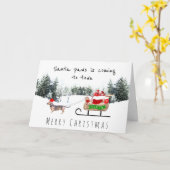 サンタパ来ーは町のかわいいダシュントそり カード (黄色い花)