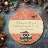 サンタヒツジとバードメリークリスマスリース シーズンカード