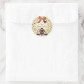 サンタヒツジとバードメリークリスマスリース ラウンドシール (バッグ)