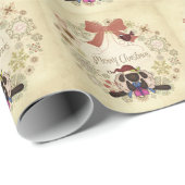 サンタヒツジとバードメリークリスマスリース ラッピングペーパー (ロールコーナー)