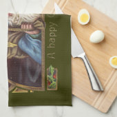 サンタビクトリアンエンジェルズクリスマスアンティーク キッチンタオル (四つ折り)