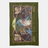 サンタビクトリアンエンジェルズクリスマスアンティーク キッチンタオル (縦)