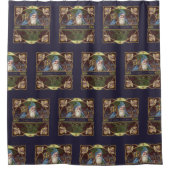 サンタビクトリアンエンジェルズクリスマスアンティーク シャワーカーテン (正面)