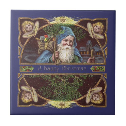 サンタビクトリアンエンジェルズクリスマスアンティーク タイル (正面)