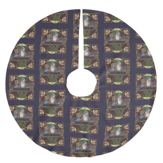 サンタビクトリアンエンジェルズクリスマスアンティーク ブラッシュドポリエステルツリースカート (正面)