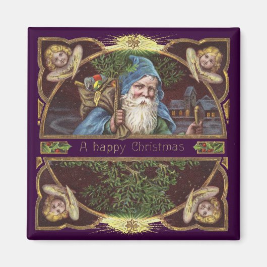 サンタビクトリアンエンジェルズクリスマスアンティーク マグネット (正面)