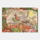 サンタビクトリアンエンジェルズクリスマスアンティーク ラッピングペーパーシート (正面3)