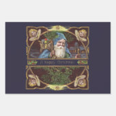 サンタビクトリアンエンジェルズクリスマスアンティーク ラッピングペーパーシート (正面)