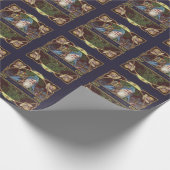 サンタビクトリアンエンジェルズクリスマスアンティーク ラッピングペーパー (角)