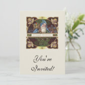 サンタビクトリアンエンジェルズクリスマスアンティーク 招待状 (スタンド正面)