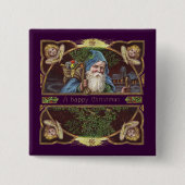 サンタビクトリアンエンジェルズクリスマスアンティーク 缶バッジ (正面)