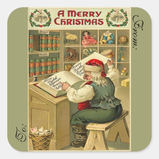 サンタビクトリアンギフトラベル スクエアシール (正面)