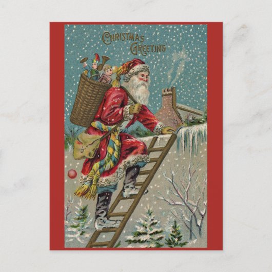 サンタビクトリアンクロースがクリスマス・グリーティを贈る ポストカード (正面)