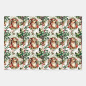 サンタビクトリアンクロースとホリー ラッピングペーパーシート (正面3)
