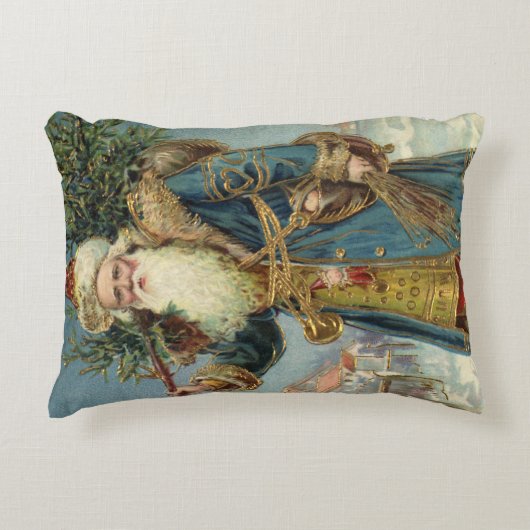 サンタビクトリアンクロースと木 アクセントクッション (正面)