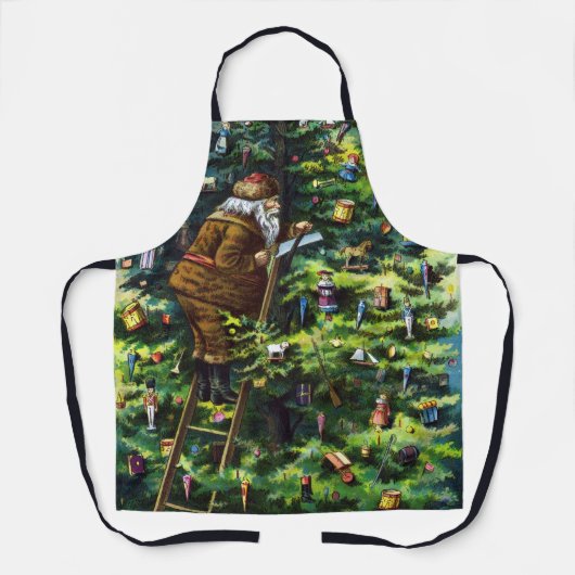 サンタビクトリアンクロースと木 エプロン (正面)