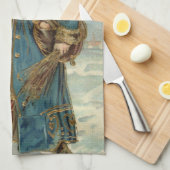 サンタビクトリアンクロースと木 キッチンタオル (四つ折り)