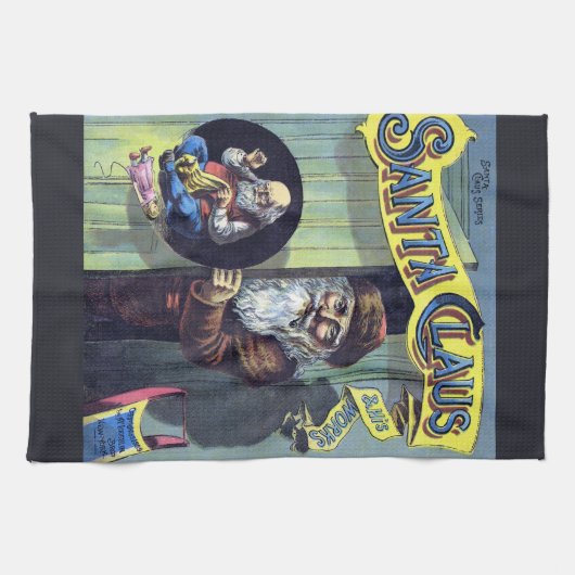 サンタビクトリアンクロースと木 キッチンタオル (横)