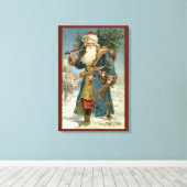 サンタビクトリアンクロースと木 キャンバスプリント (インサイチュ (ウッドフロア))