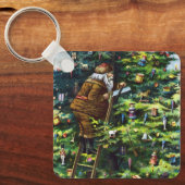 サンタビクトリアンクロースと木 キーホルダー (正面)