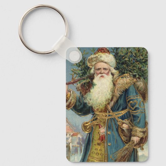 サンタビクトリアンクロースと木 キーホルダー (正面)