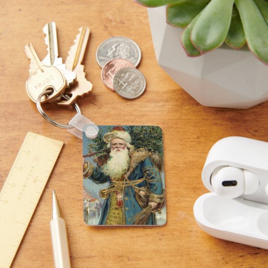 サンタビクトリアンクロースと木 キーホルダー (デスク)