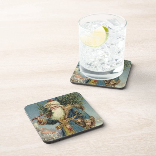 サンタビクトリアンクロースと木 コースター (右側)