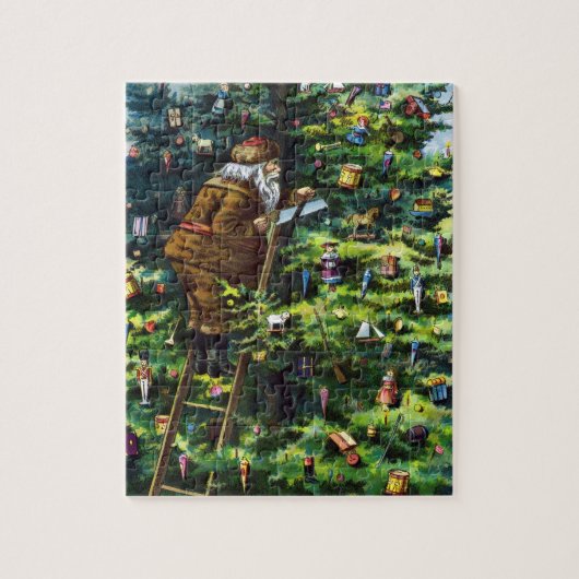 サンタビクトリアンクロースと木 ジグソーパズル (縦)