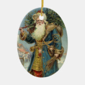 サンタビクトリアンクロースと木 セラミックオーナメント (正面)