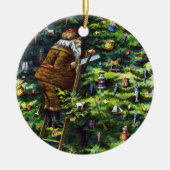 サンタビクトリアンクロースと木 セラミックオーナメント (正面)
