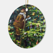 サンタビクトリアンクロースと木 セラミックオーナメント (左)