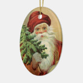 サンタビクトリアンクロースと木 セラミックオーナメント (左)