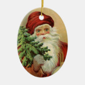 サンタビクトリアンクロースと木 セラミックオーナメント (正面)