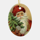 サンタビクトリアンクロースと木 セラミックオーナメント (裏面)