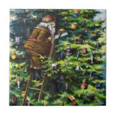 サンタビクトリアンクロースと木 タイル (正面)