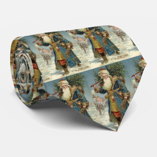 サンタビクトリアンクロースと木 ネクタイ (ロール)