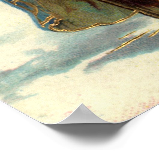 サンタビクトリアンクロースと木 ポスター (角)