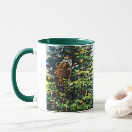 サンタビクトリアンクロースと木 マグカップ (ドーナツ)