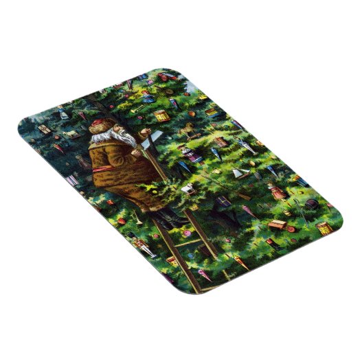 サンタビクトリアンクロースと木 マグネット (右側)