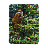 サンタビクトリアンクロースと木 マグネット (縦)